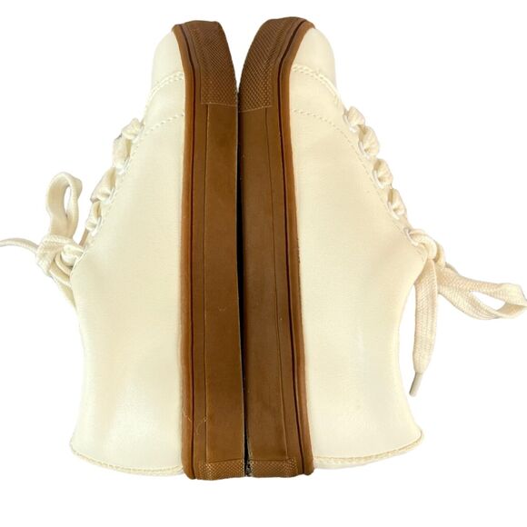 J Crew Crewcuts Sneaker Shoes Boys 11 White Faux Leather Court Lace Up - Picture 8 of 16